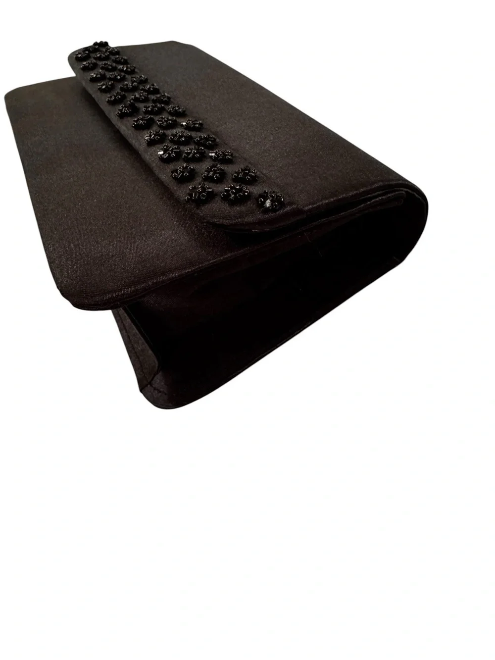 Sasha Satin Beaded Evening Bag Clutch or Shoulder Bag Convertible Black_6